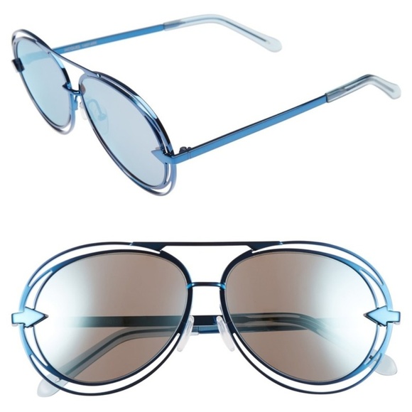 Karen Walker Accessories - KAREN WALKER Jacques Navy Aviator Sunglasses
